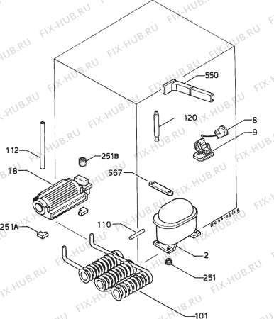 Взрыв-схема холодильника Kuppersbusch IKU157.2 - Схема узла Cooling system 017